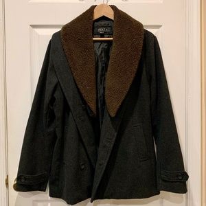 Men’s Forever 21 Wool-Blend Peacoat (Detachable Collar)